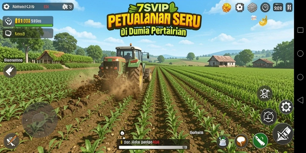 Tampilan gameplay menarik dari 7SVIP dengan ladang subur.