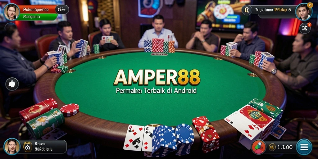 Tampilan seru gameplay Poker di AMPER88 yang mendebarkan.