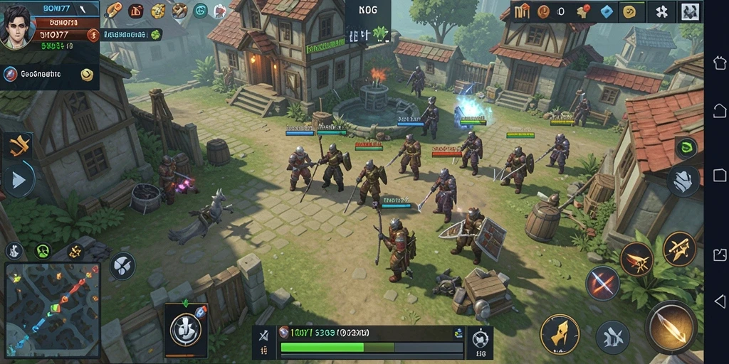 Tangkapan layar gameplay <strong>BOWO77</strong> dengan pertempuran strategis yang mendebarkan.