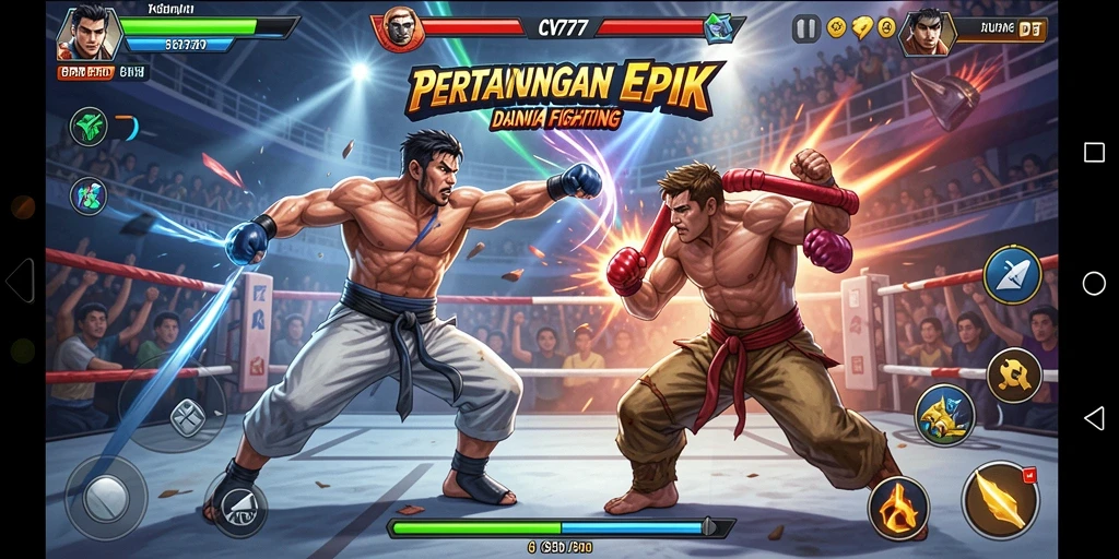 Tampilan gameplay CV777 dengan pertarungan yang mendebarkan.