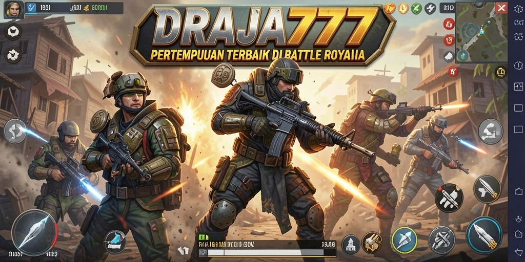 Tampilan gameplay seru dari DRAJA777 dalam pertempuran Battle Royale.