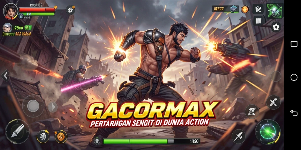 Screenshot utama GACORMAX menampilkan aksi pertarungan yang mendebarkan.