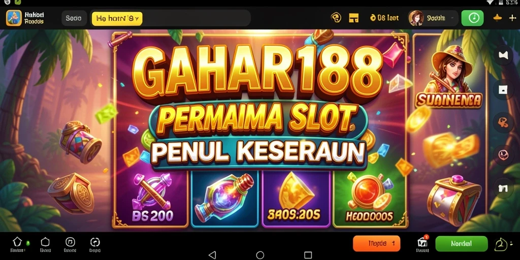 Screenshot GAHAR188 menampilkan gameplay Slot yang penuh warna.