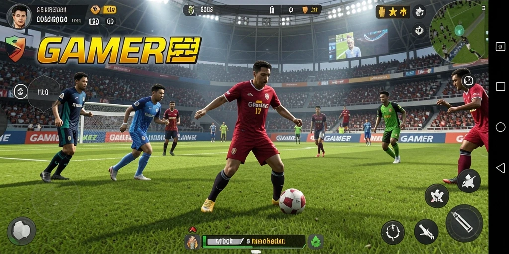 Screenshot dari gameplay GAMERP yang menampilkan aksi olahraga yang mendebarkan.