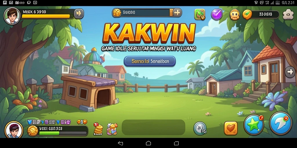 Tampilan gameplay KAKWIN dengan berbagai elemen Idle yang menonjol.