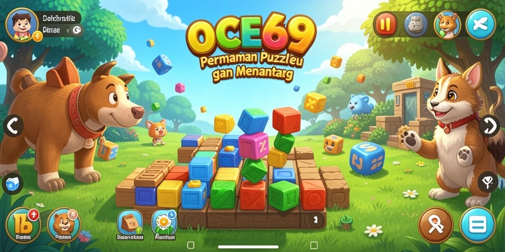 Tampilan gameplay OCE69 dengan berbagai level puzzle menarik.