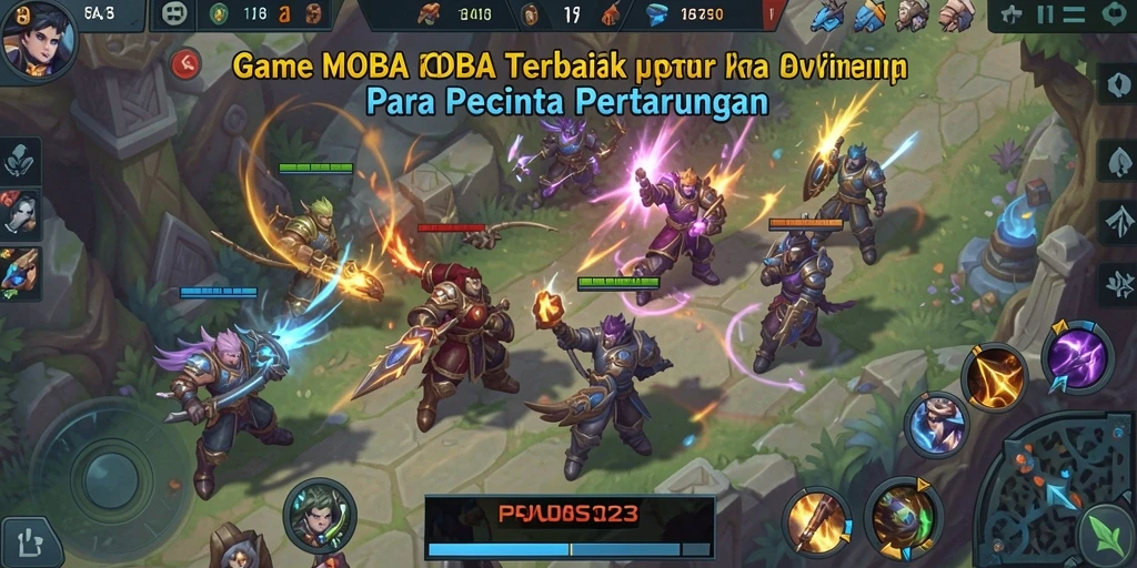 Tampilan aksi seru dalam game MOBA PAUS123.