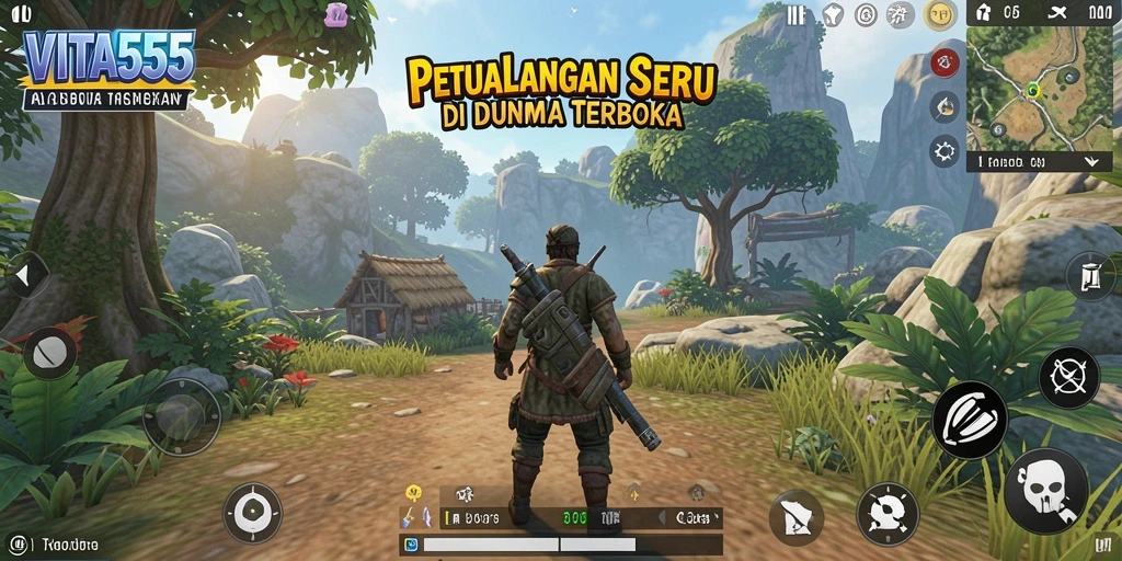Tampilan gameplay menarik VITA555 di dunia terbuka.
